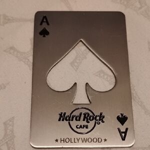 Hard Rock Cafe Hollywood Silver Metal Ace Of Spades Beer Bottle Opener